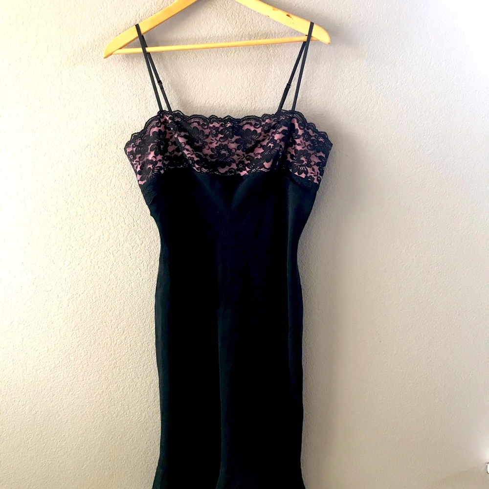 Black dress with pink lace fitted